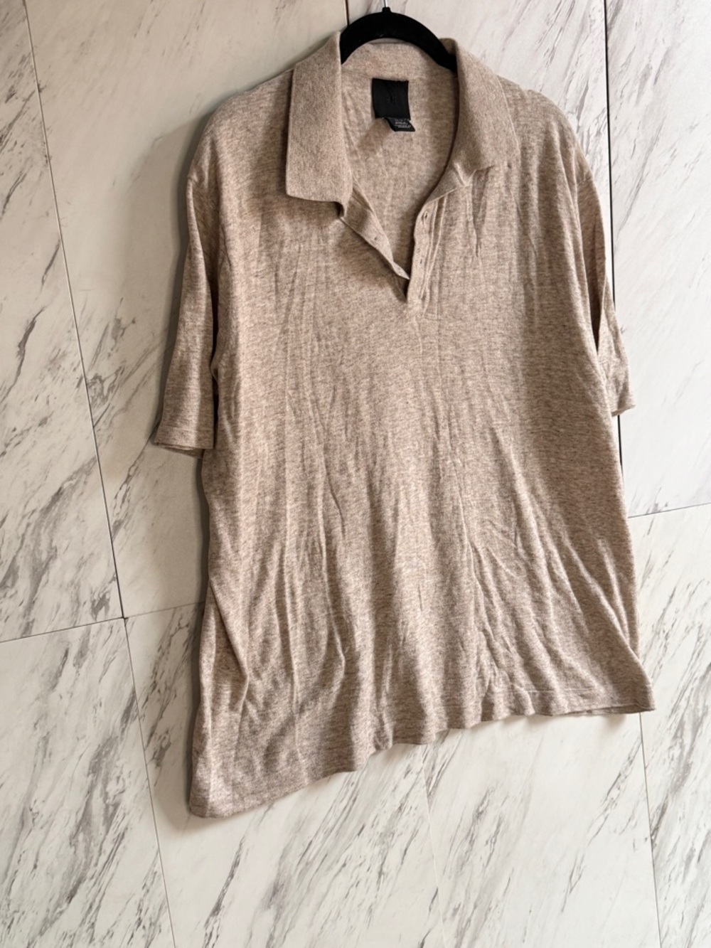 H&M Neutral Beige Short Sleeve Polo Shirt XL